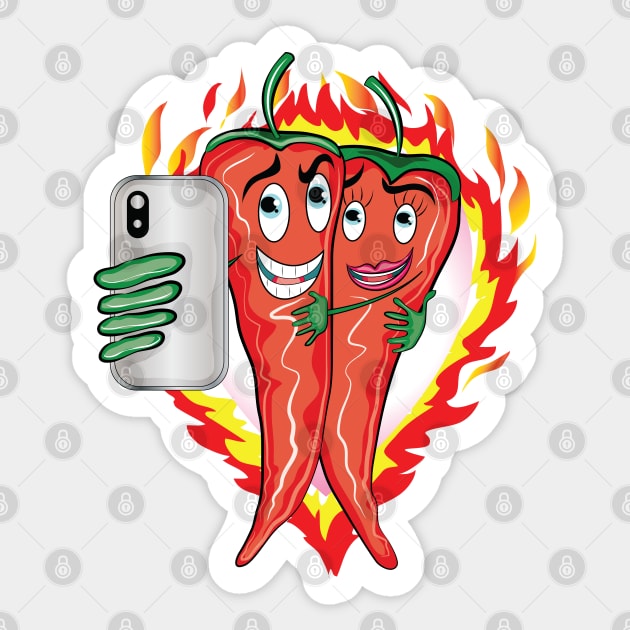 Hot Love Chili Pepper Valentine Sticker by ArticArtac